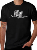 Owl Couple Graphic Print Black Tee