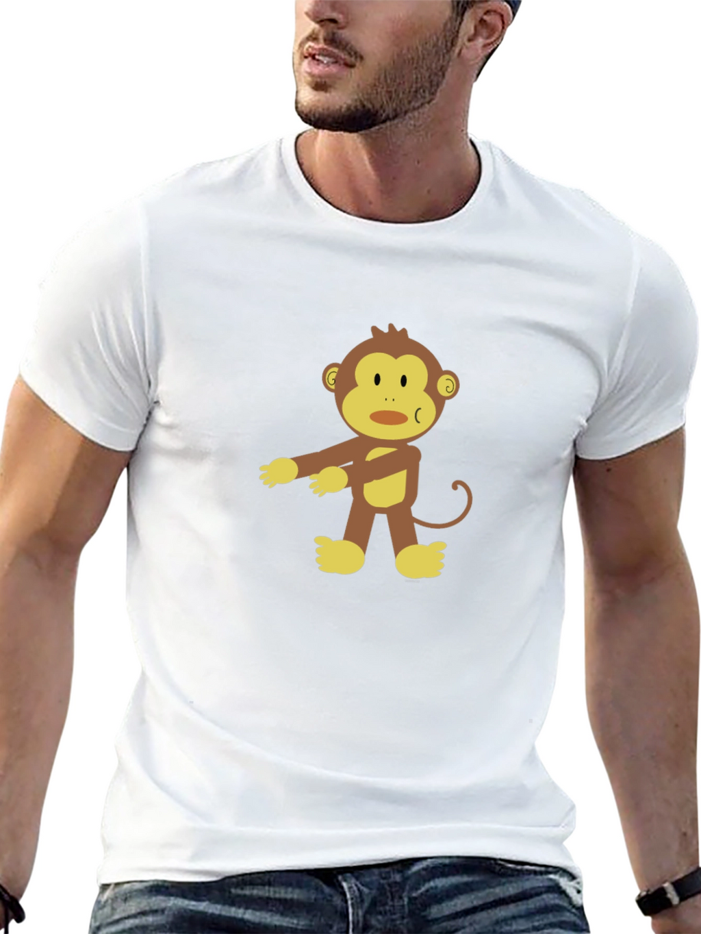 Cartoon Monkey Graphic Black T-Shirt