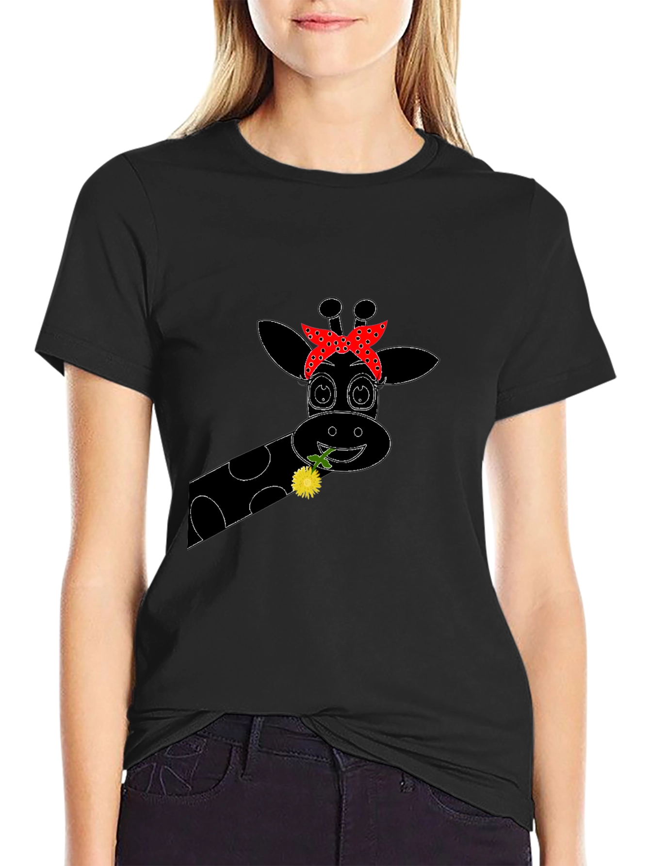 Giraffe Bandana Graphic Tee - Black