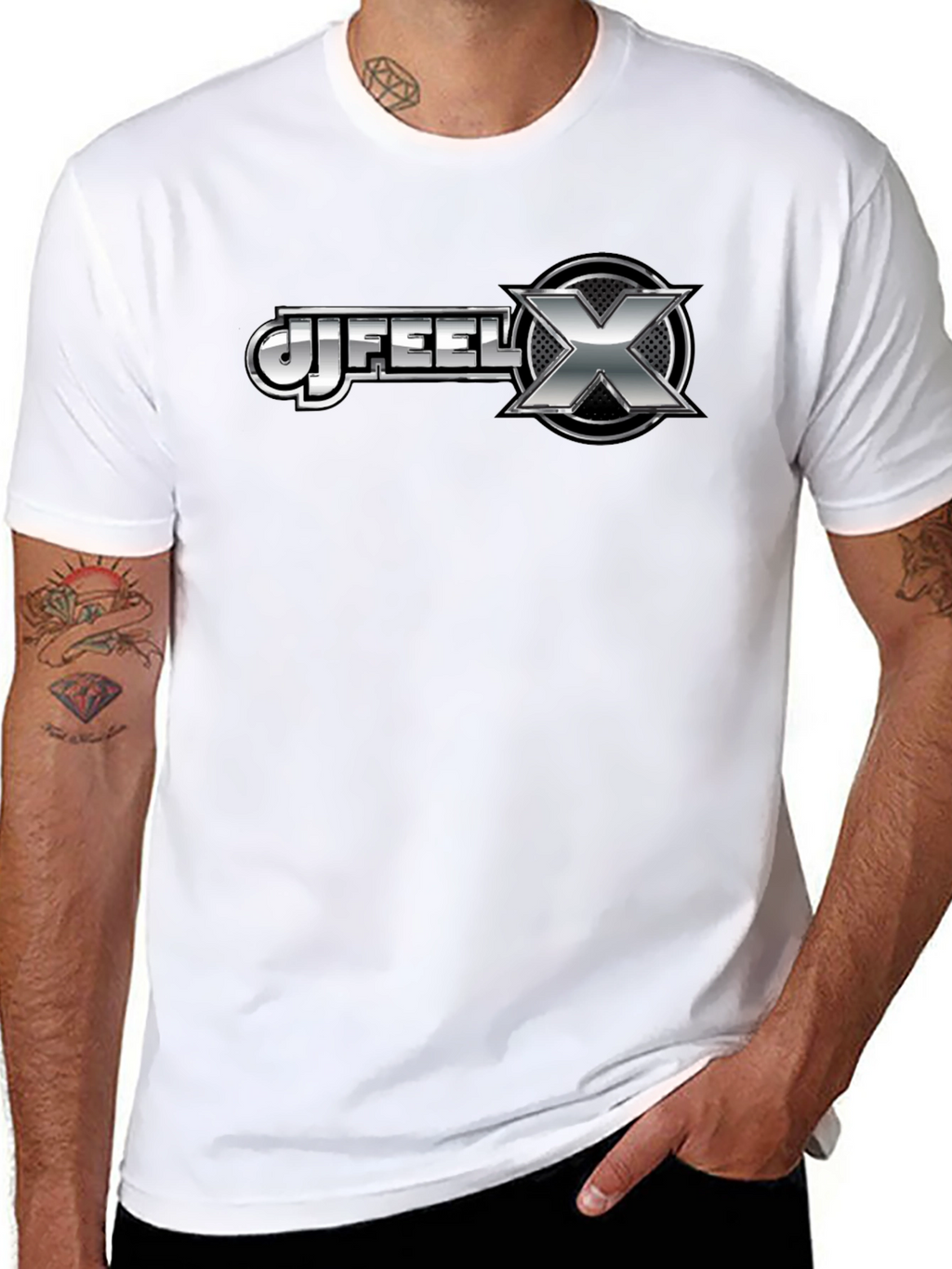 Uj Feel X Graphic T-Shirt - Black Cotton Blend