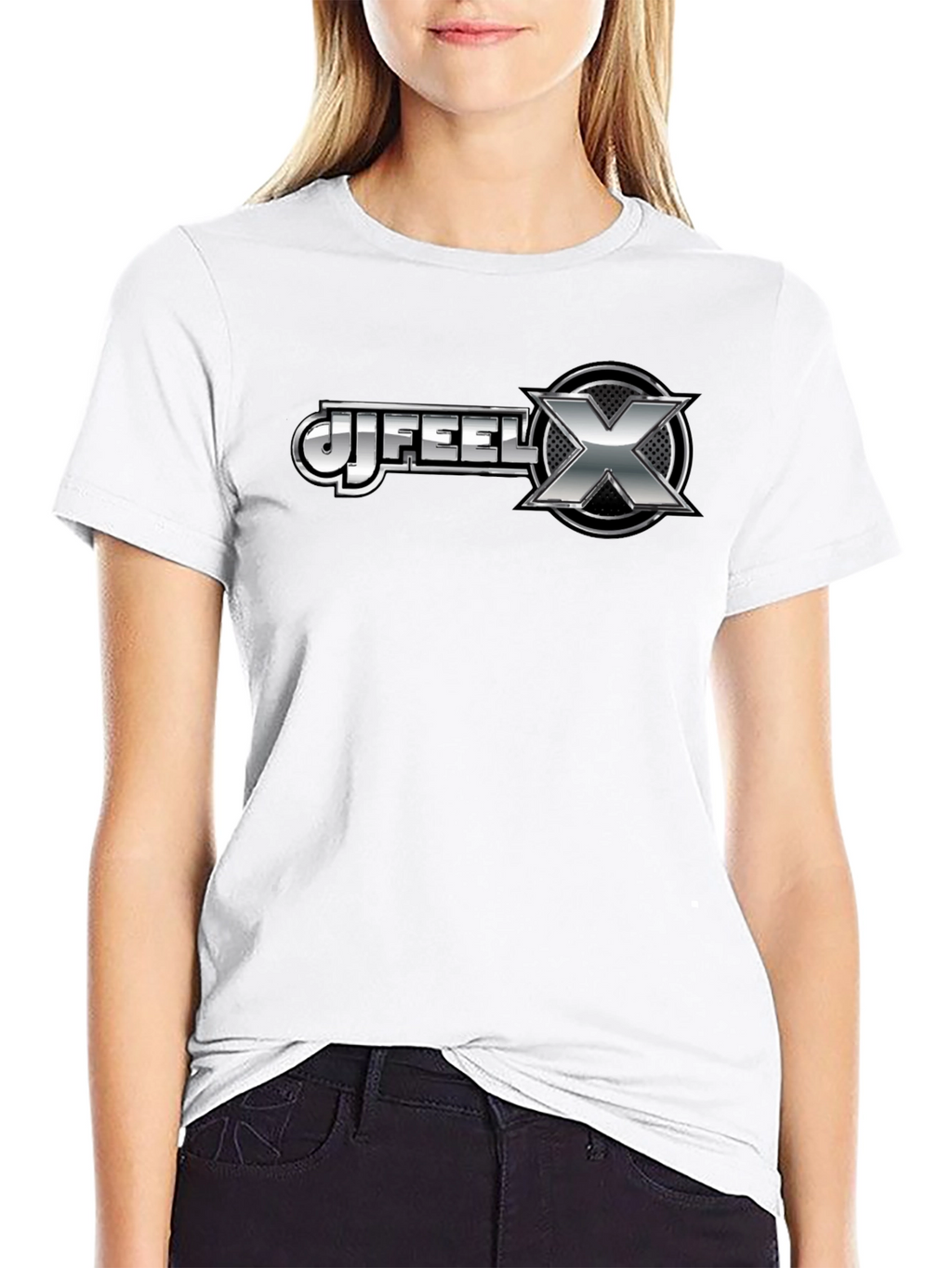 Uj Feel X Graphic T-Shirt - Black Cotton Blend