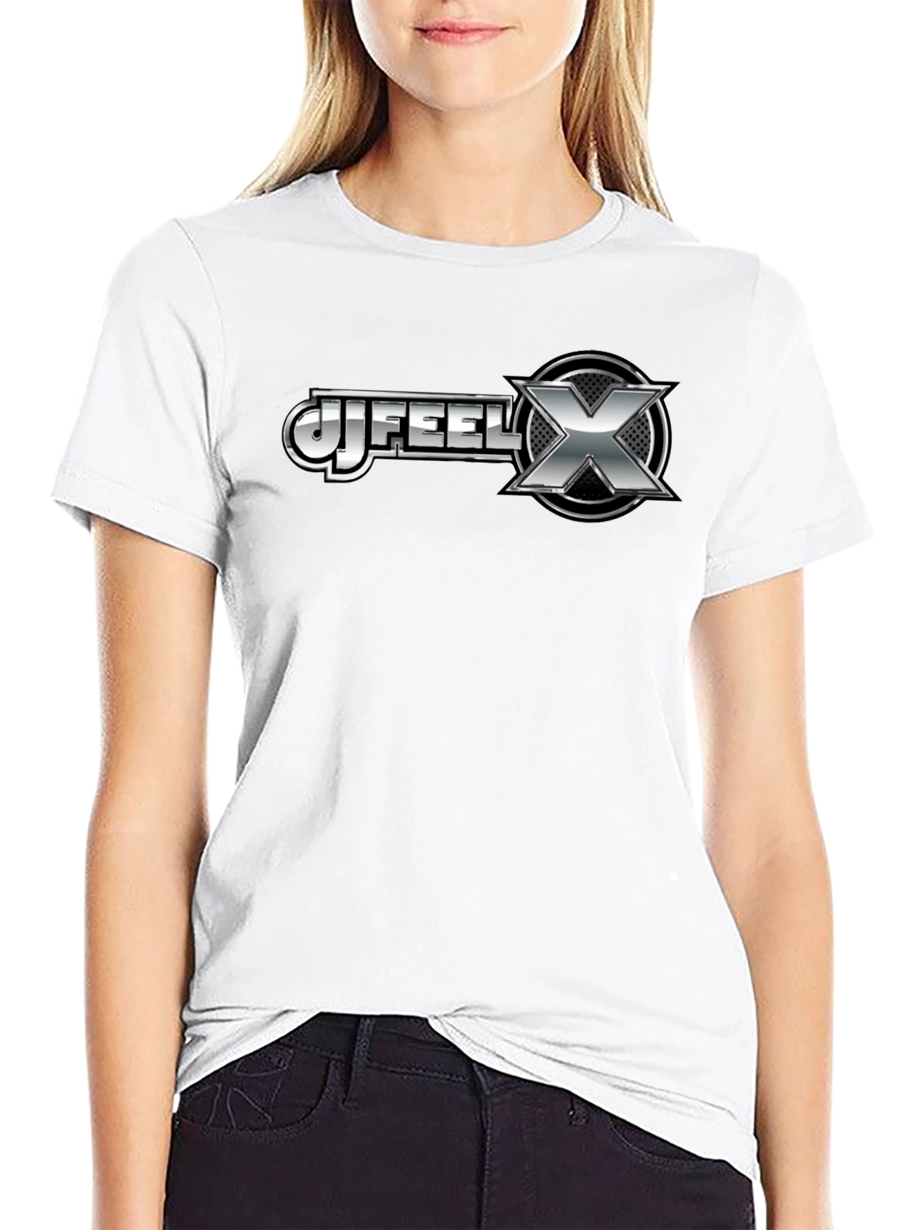 Uj Feel X Graphic T-Shirt - Black Cotton Blend