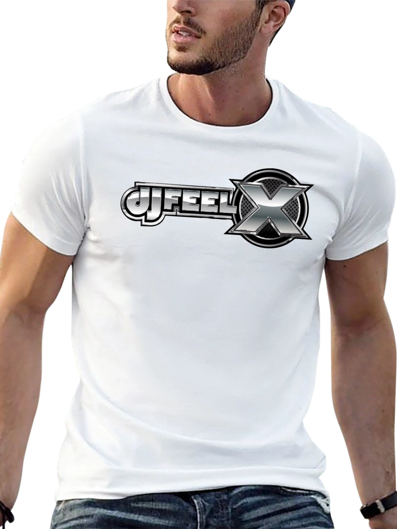 Uj Feel X Graphic T-Shirt - Black Cotton Blend