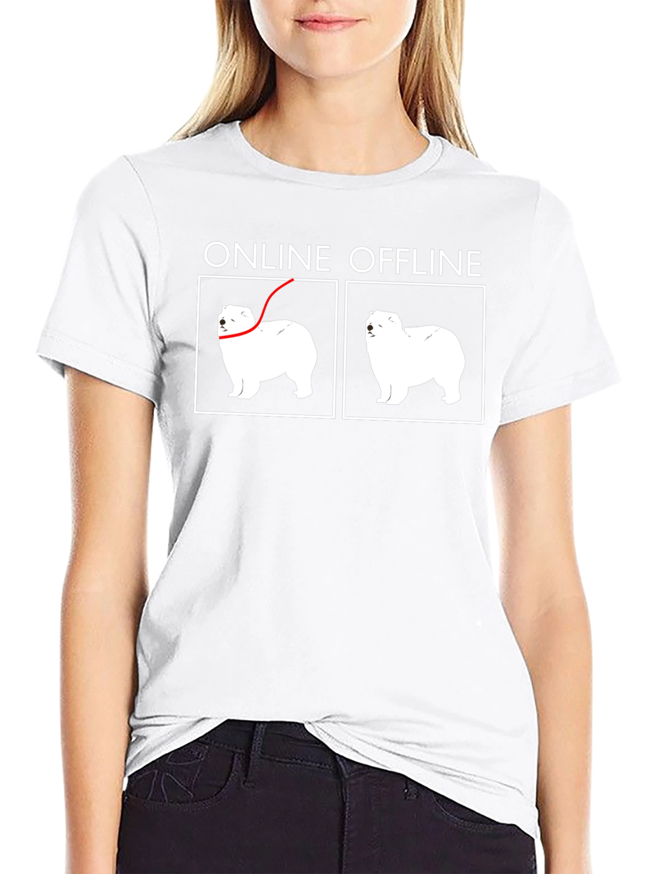 Online Offline Dog Graphic T-Shirt
