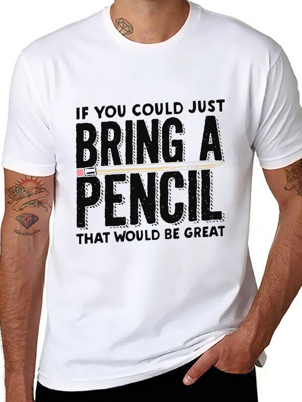 Bring A Pencil Graphic Tee - Funny Office T-Shirt