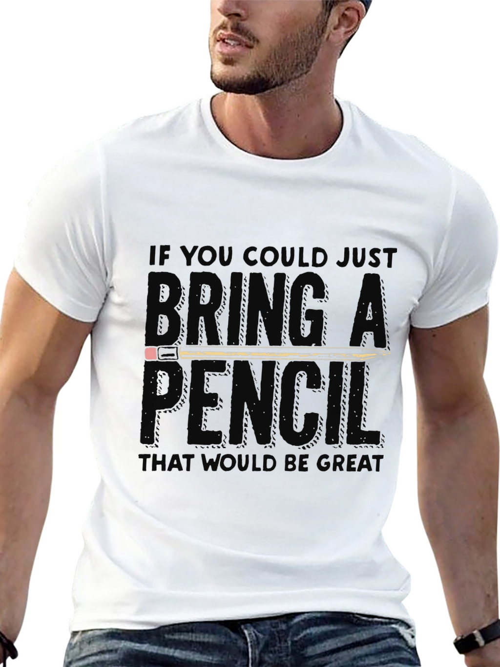 Bring A Pencil Graphic Tee - Funny Office T-Shirt