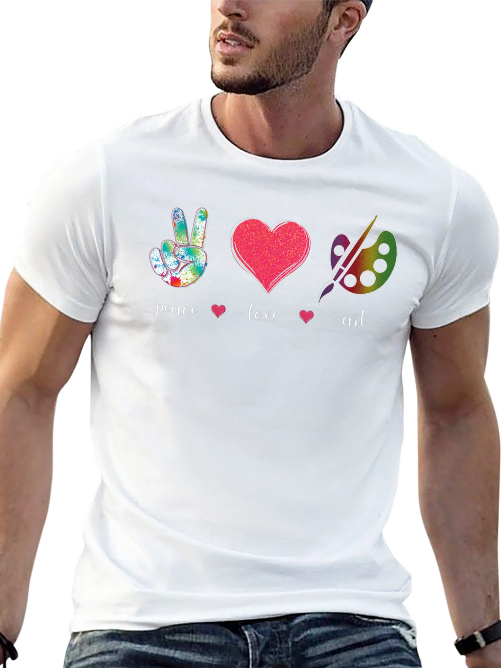 Peace Love Art T-Shirt - Black