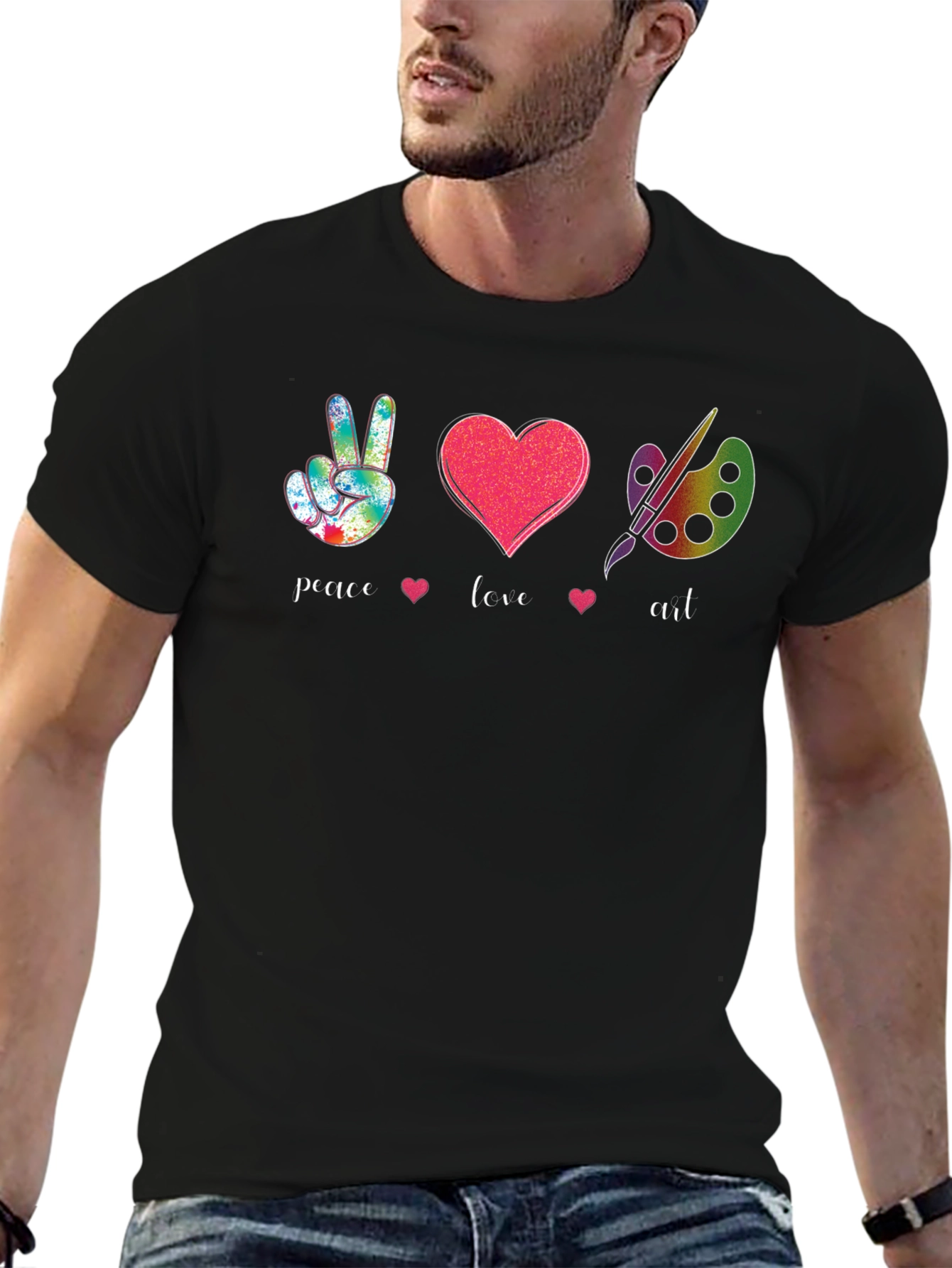 Peace Love Art T-Shirt - Black