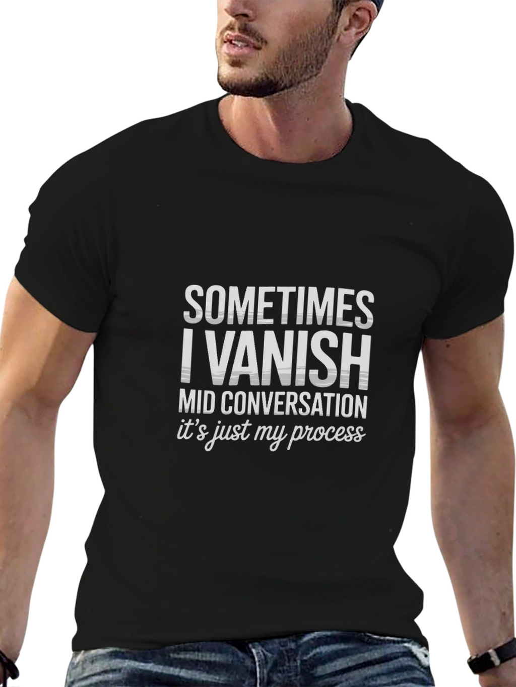 Funny Vanish Mid-Conversation Black T-Shirt