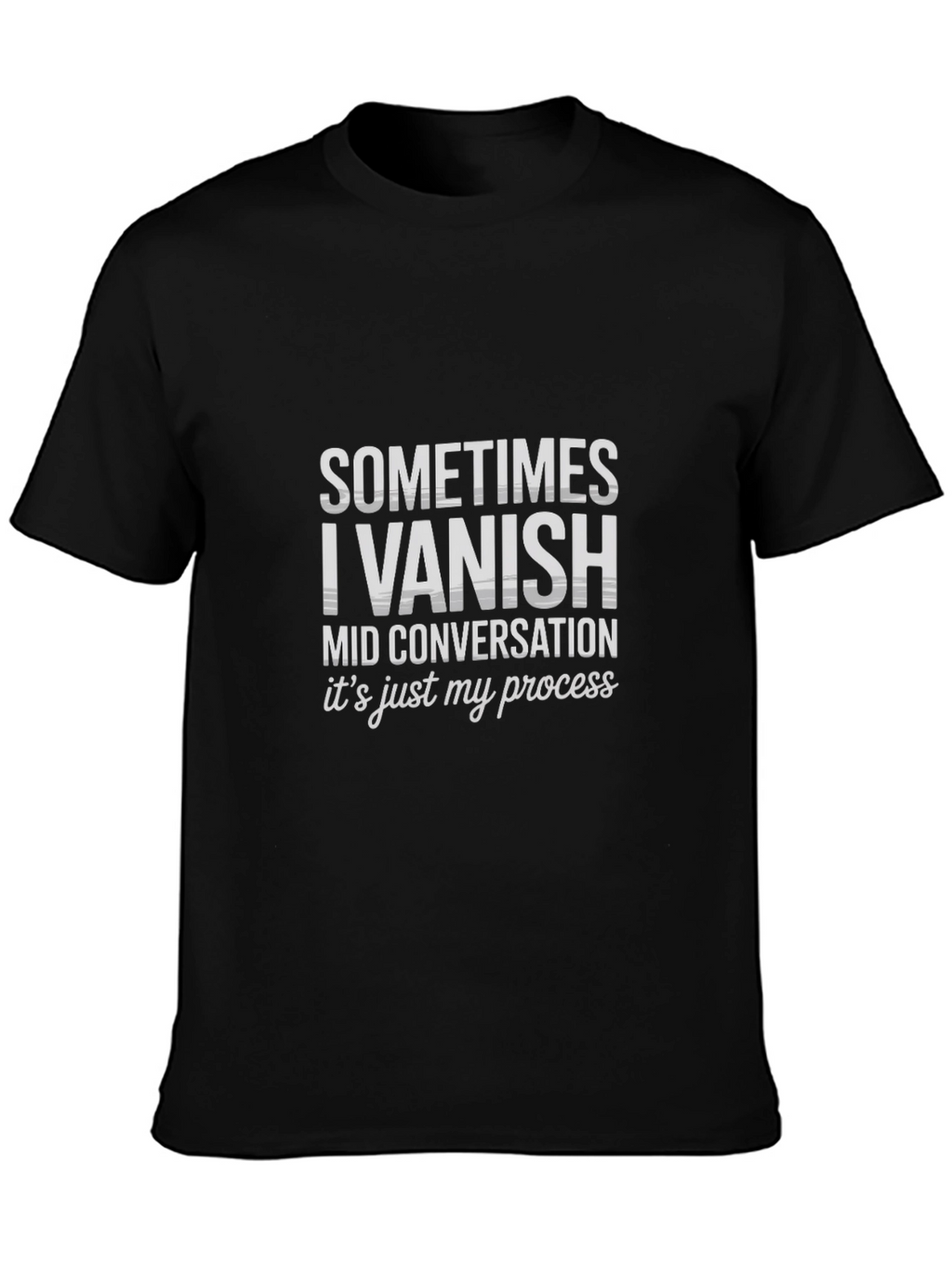 Funny Vanish Mid-Conversation Black T-Shirt