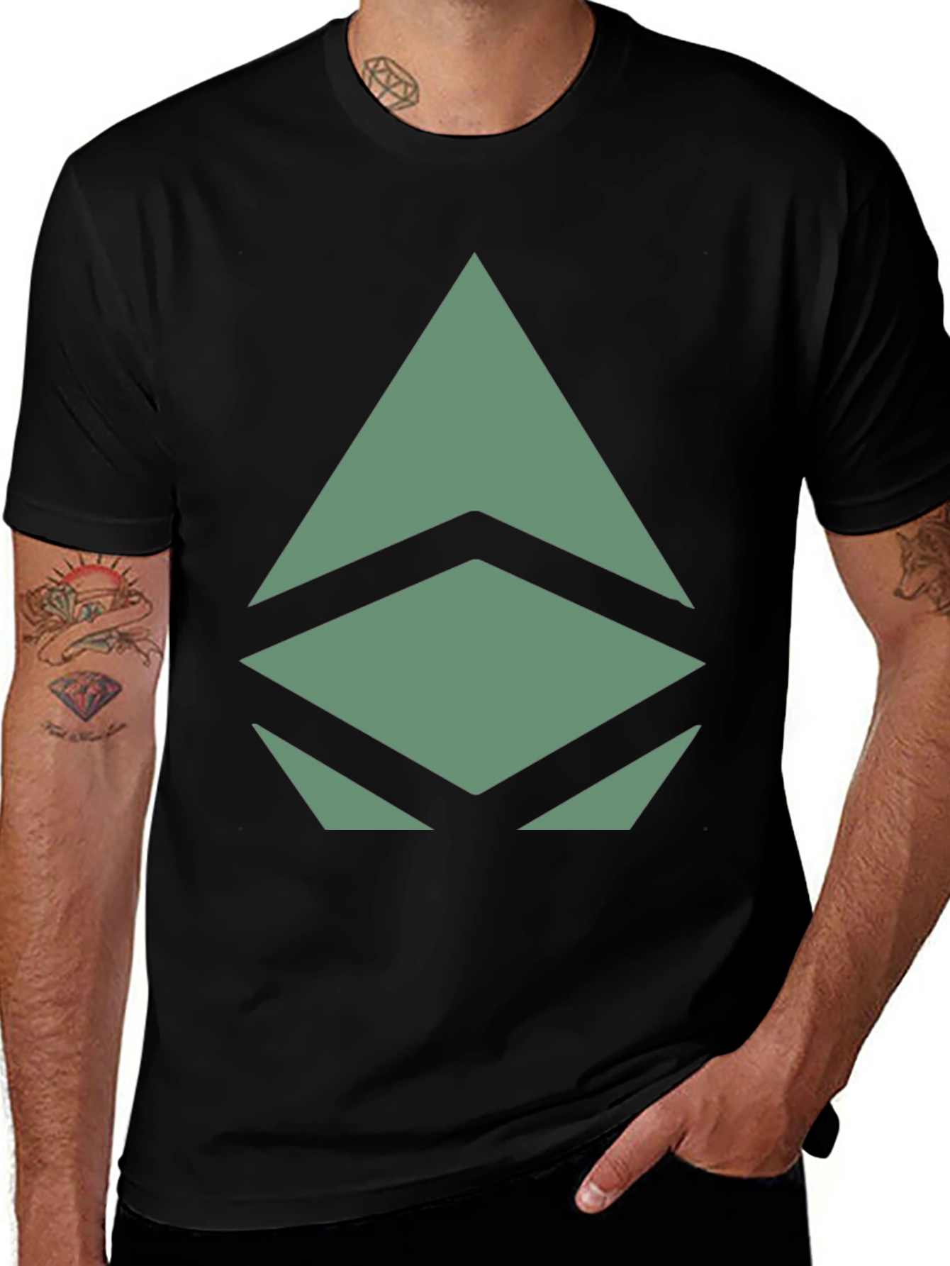 Geometric Graphic Print Tee - Modern Style