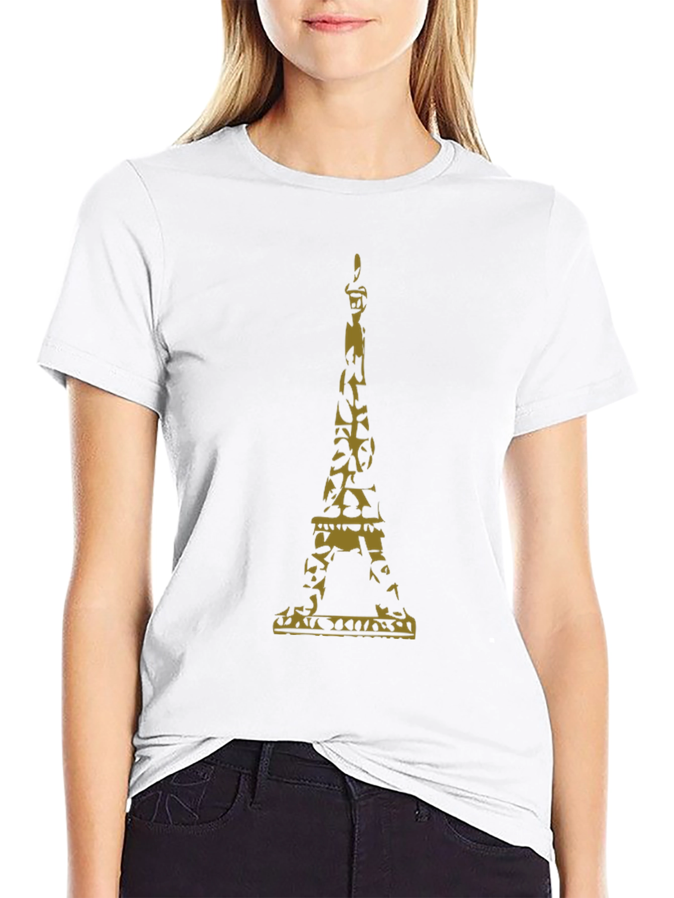 Eiffel Tower Camo Graphic Black T-Shirt