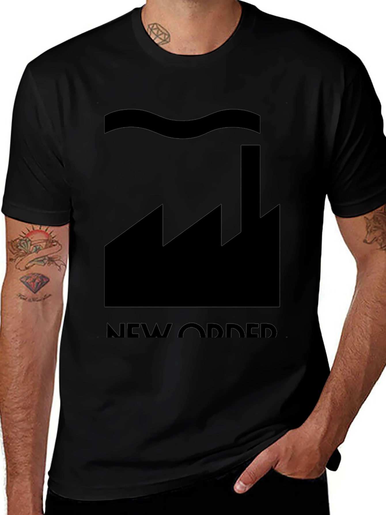 New Order Factory Records Inspired Graphic Tee - Black