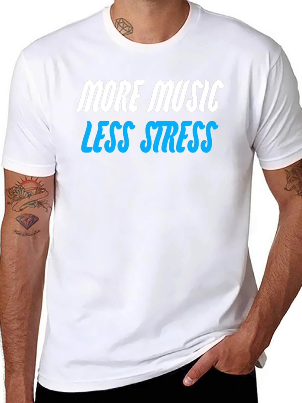 More Music Less Stress Graphic T-Shirt