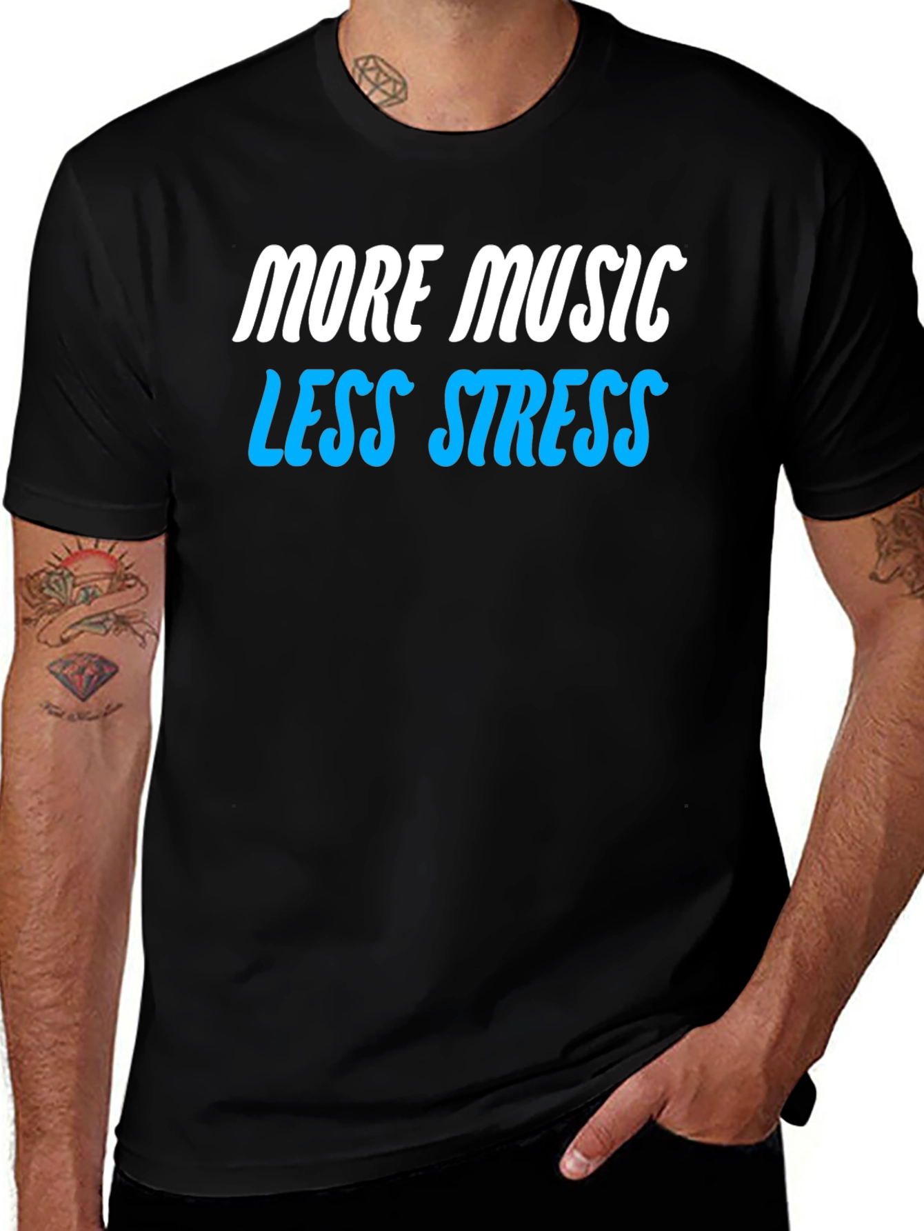 More Music Less Stress Graphic T-Shirt