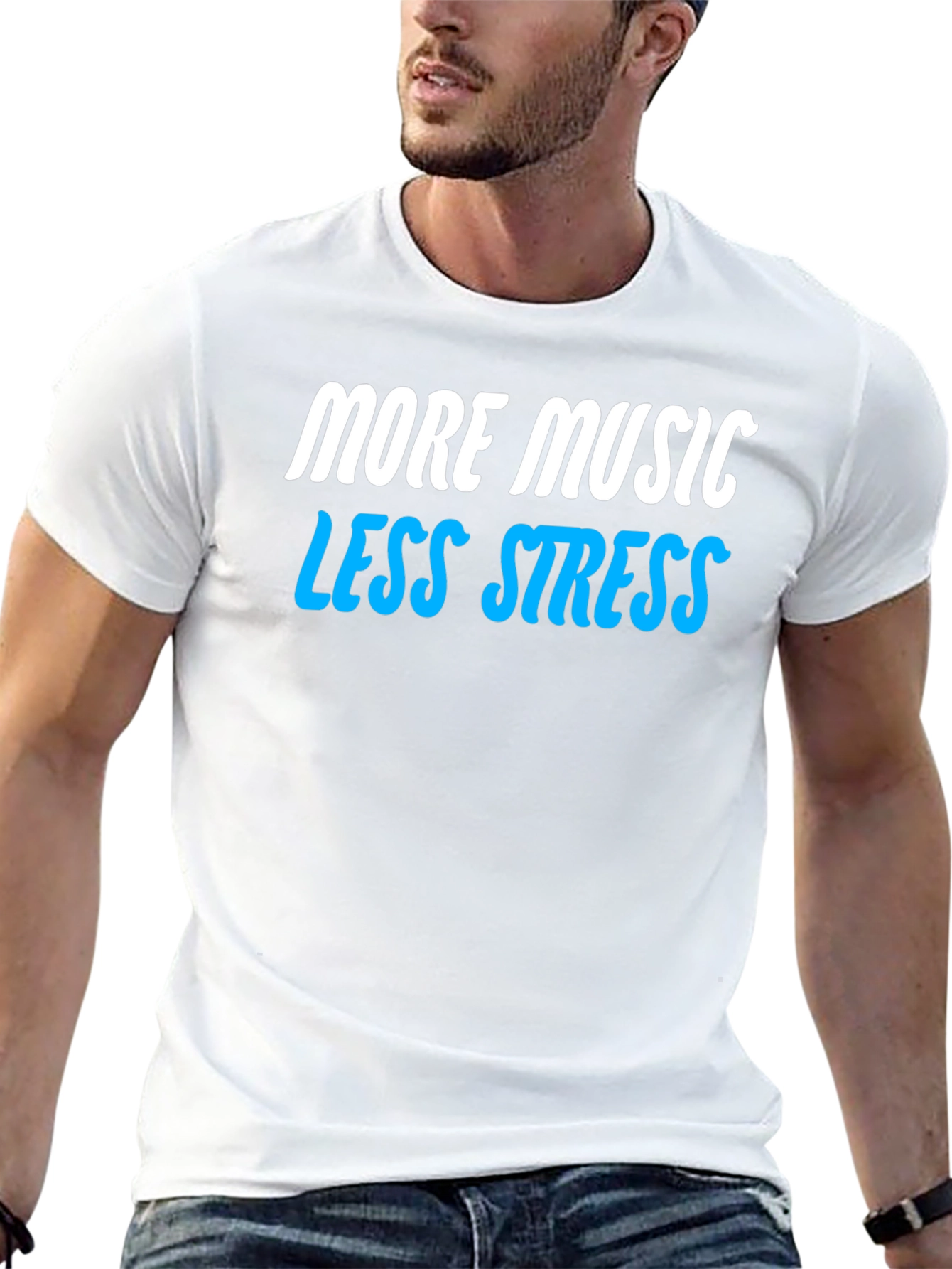 More Music Less Stress Graphic T-Shirt