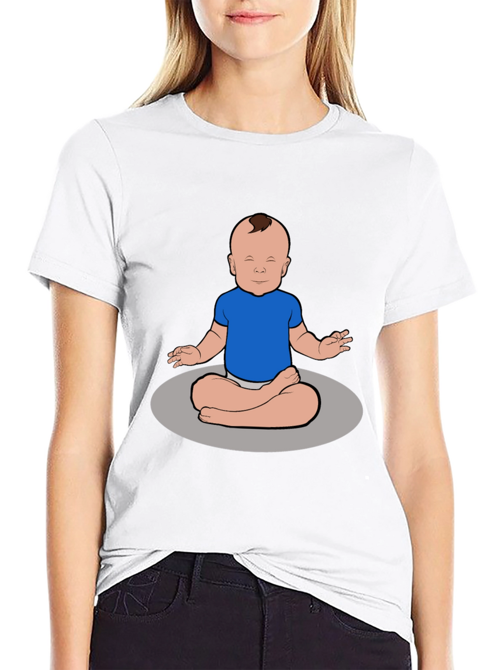 Zen Baby Black T-Shirt - Meditating Infant Design