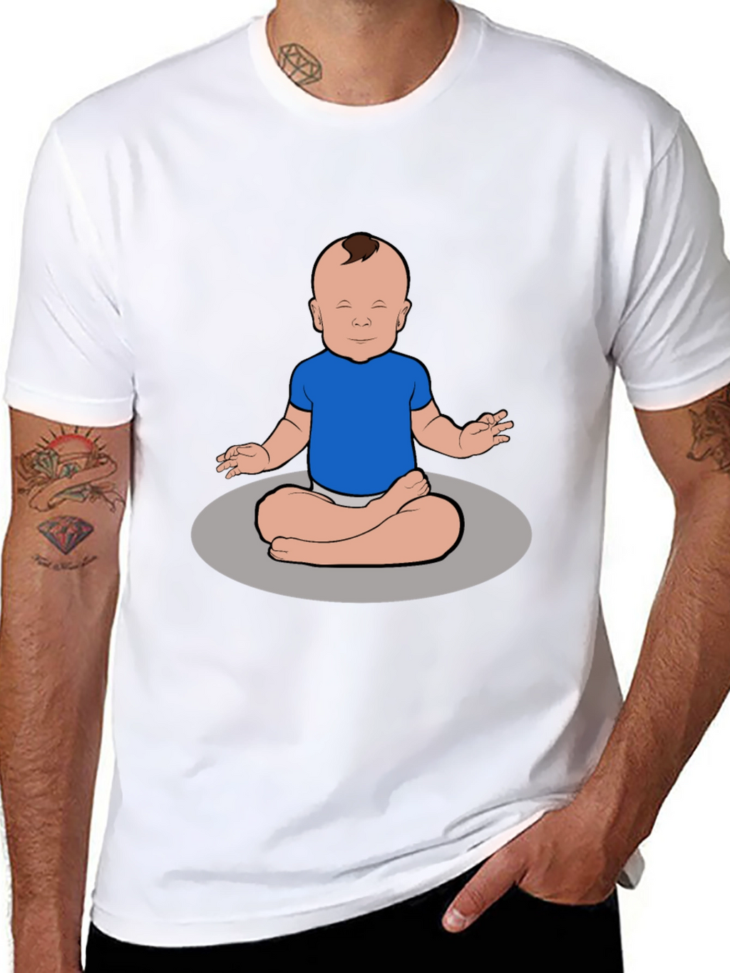 Zen Baby Black T-Shirt - Meditating Infant Design