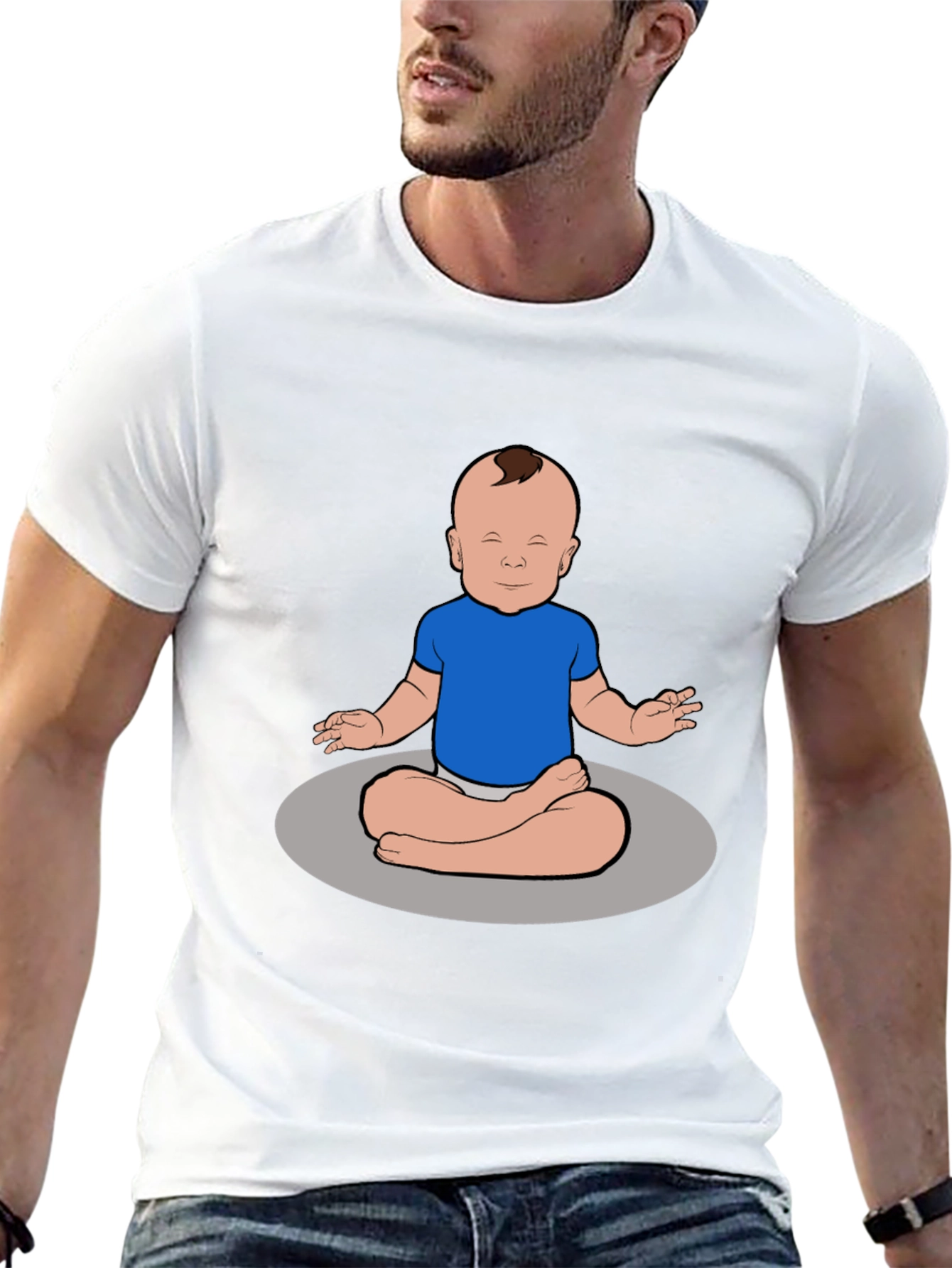 Zen Baby Black T-Shirt - Meditating Infant Design