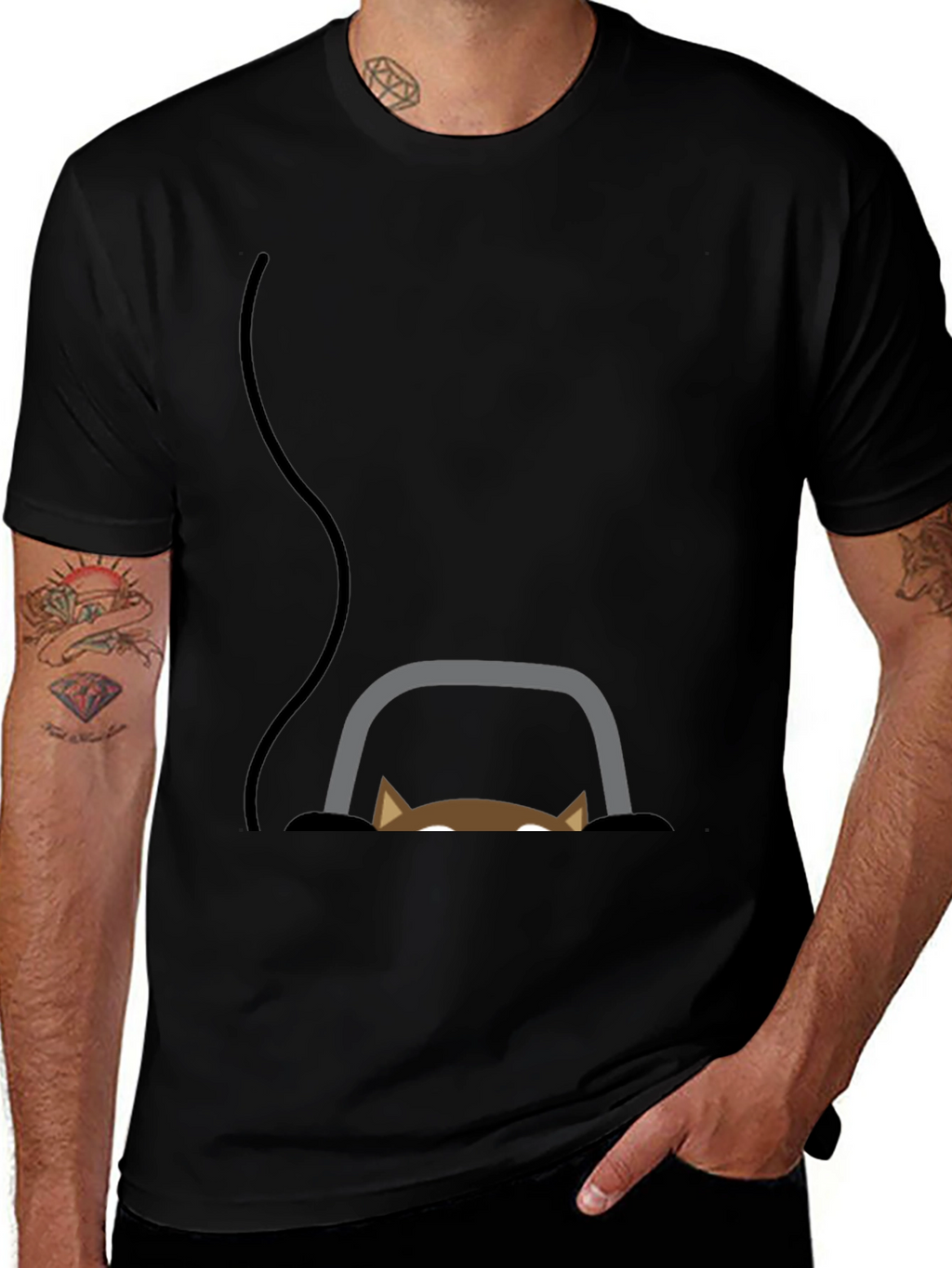 Peek-a-Boo Cat Graphic Tee - Black