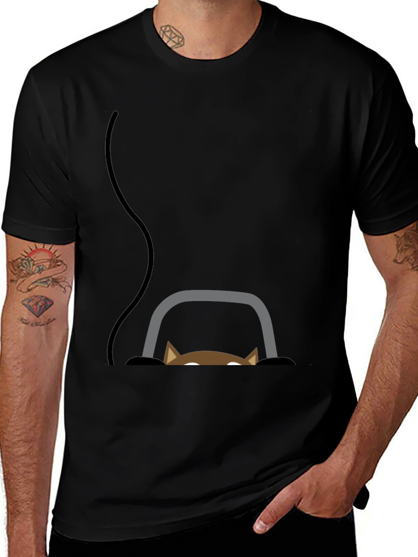 Peek-a-Boo Cat Graphic Tee - Black