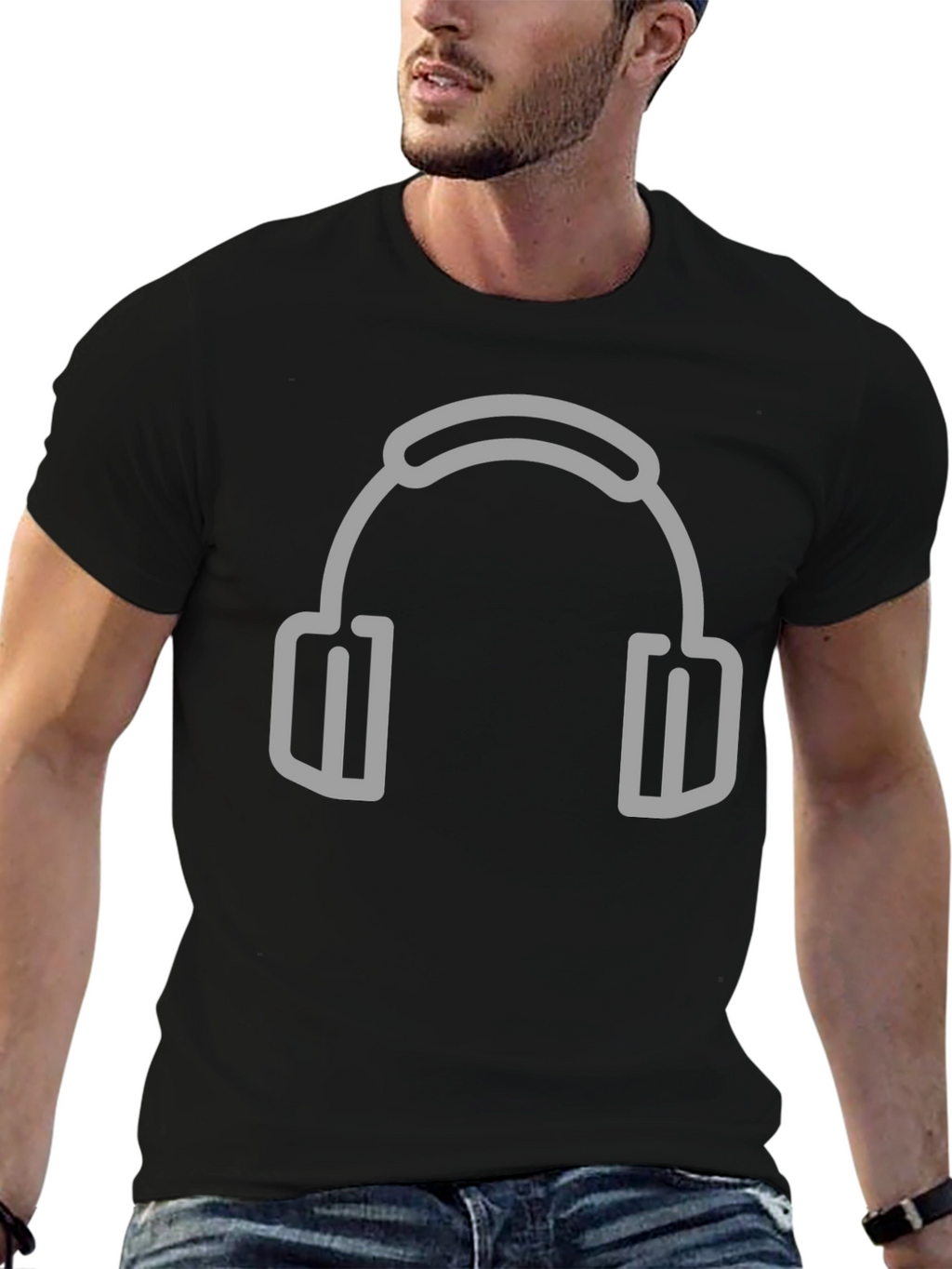 Headphone Graphic Black T-Shirt