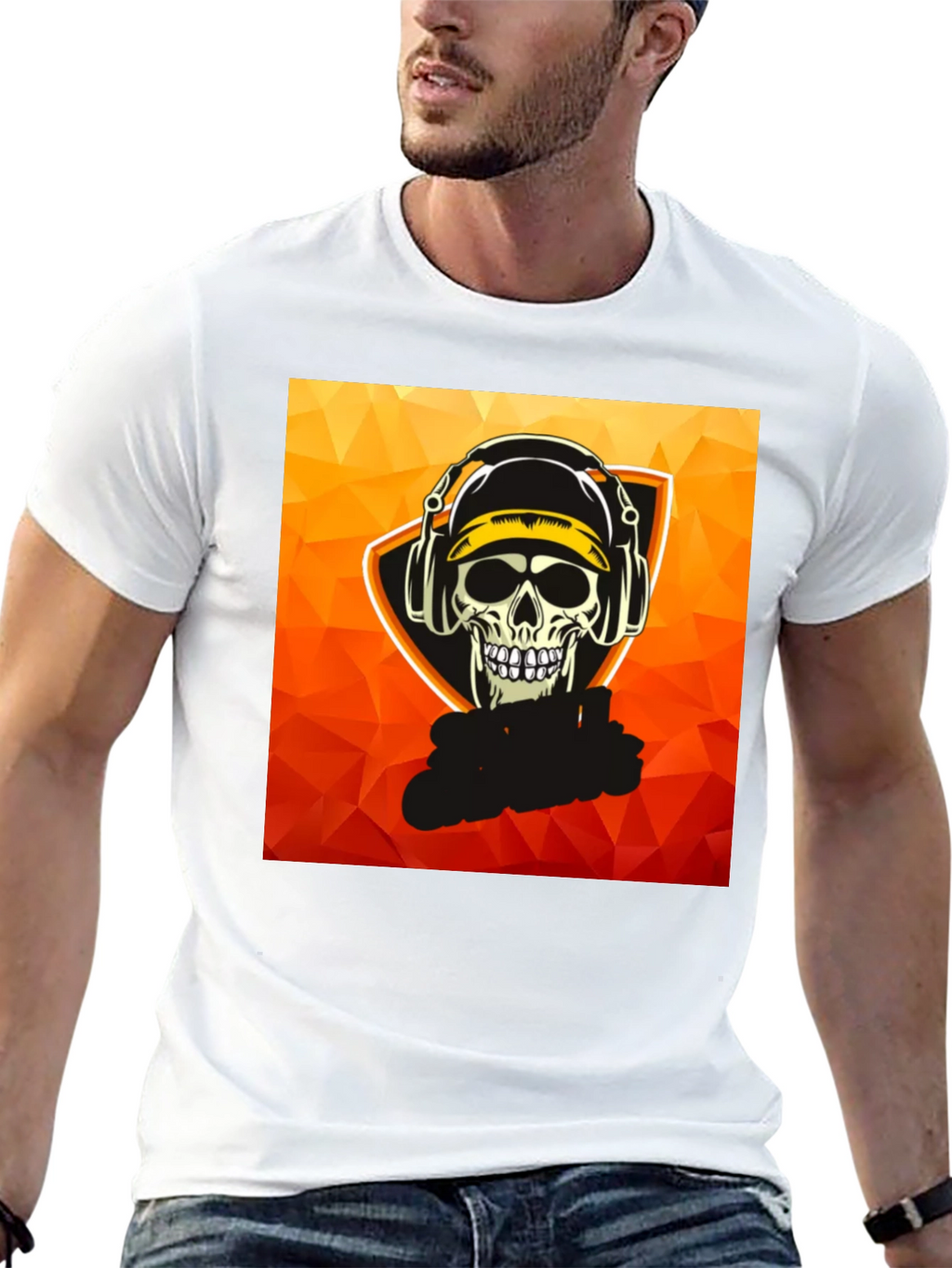 Skull Gamer Graphic Tee - Black Cotton T-Shirt