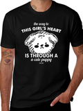 Cute Puppy Graphic T-Shirt: Way to Her Heart