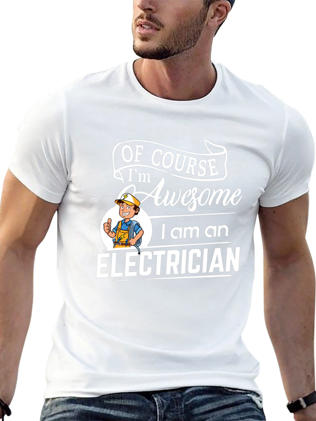 Awesome Electrician Graphic T-Shirt - Black