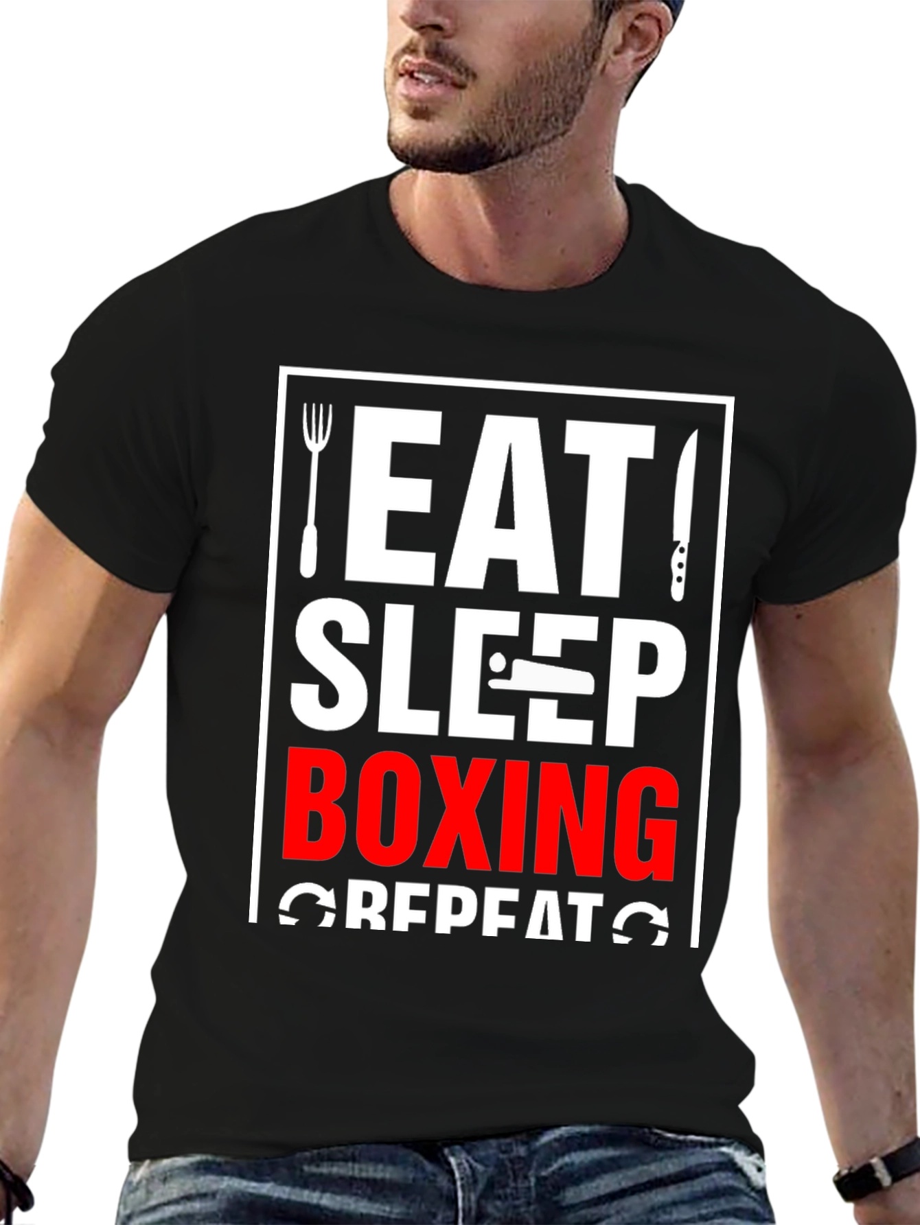 Eat Sleep Boxing Repeat Black T-Shirt