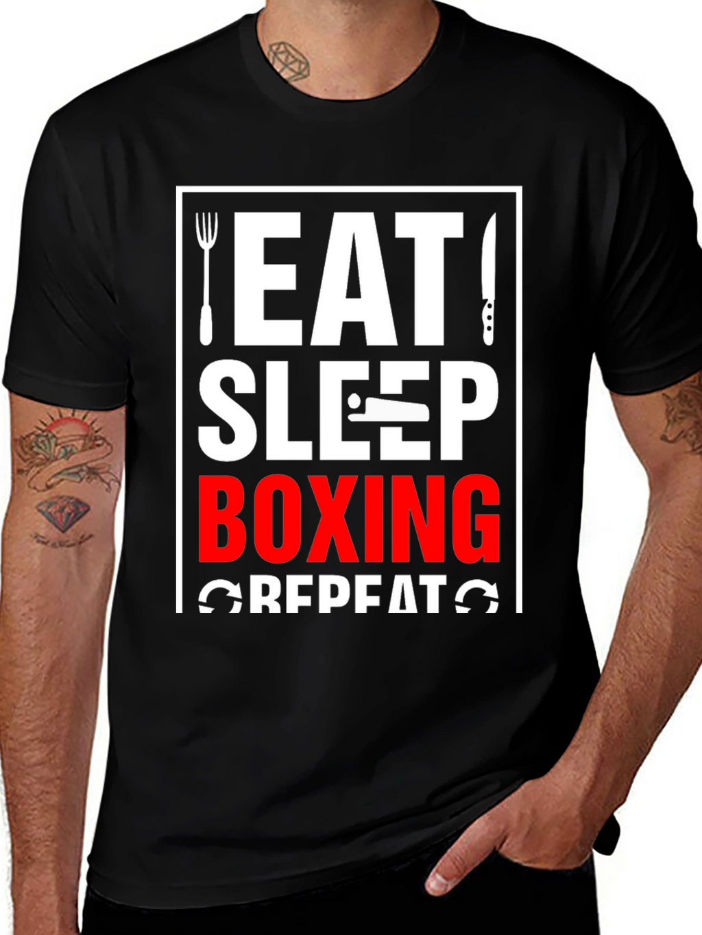 Eat Sleep Boxing Repeat Black T-Shirt
