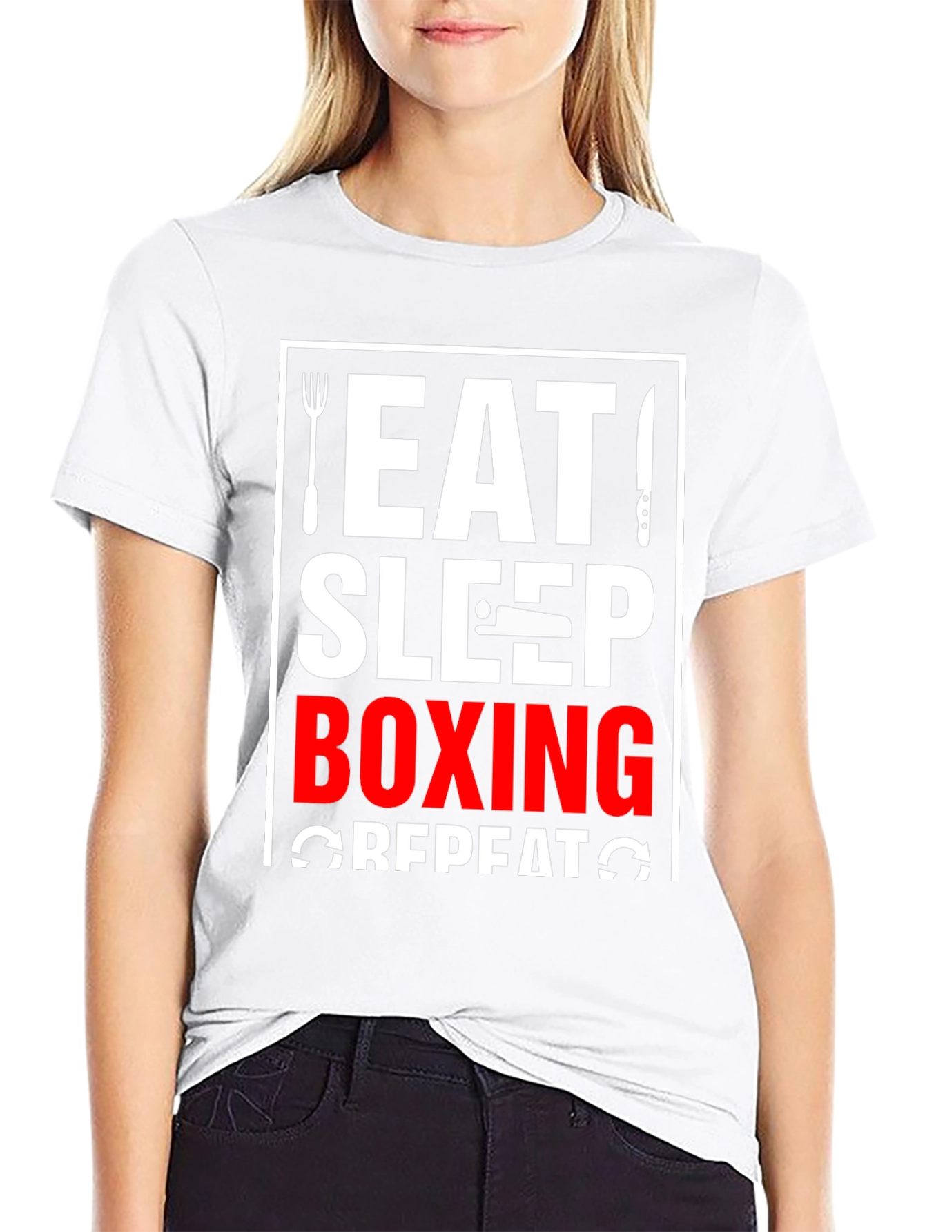 Eat Sleep Boxing Repeat Black T-Shirt