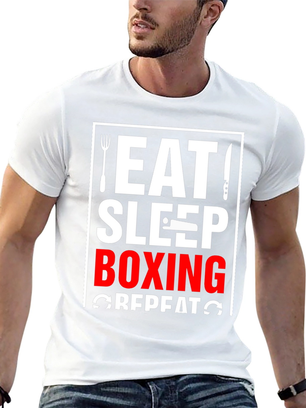 Eat Sleep Boxing Repeat Black T-Shirt