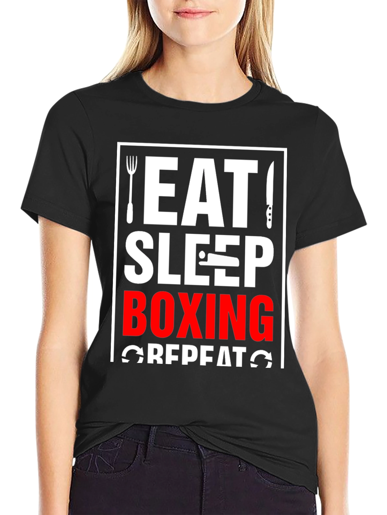 Eat Sleep Boxing Repeat Black T-Shirt