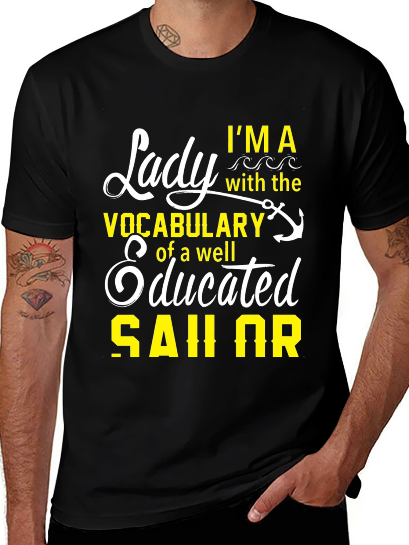 Lady Sailor Graphic T-Shirt - Black