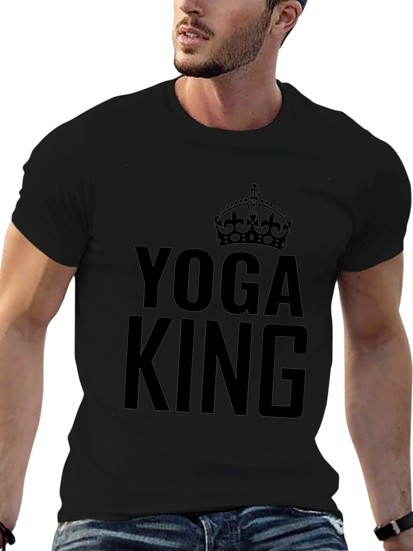 Yoga King Graphic Tee - Black Crew Neck