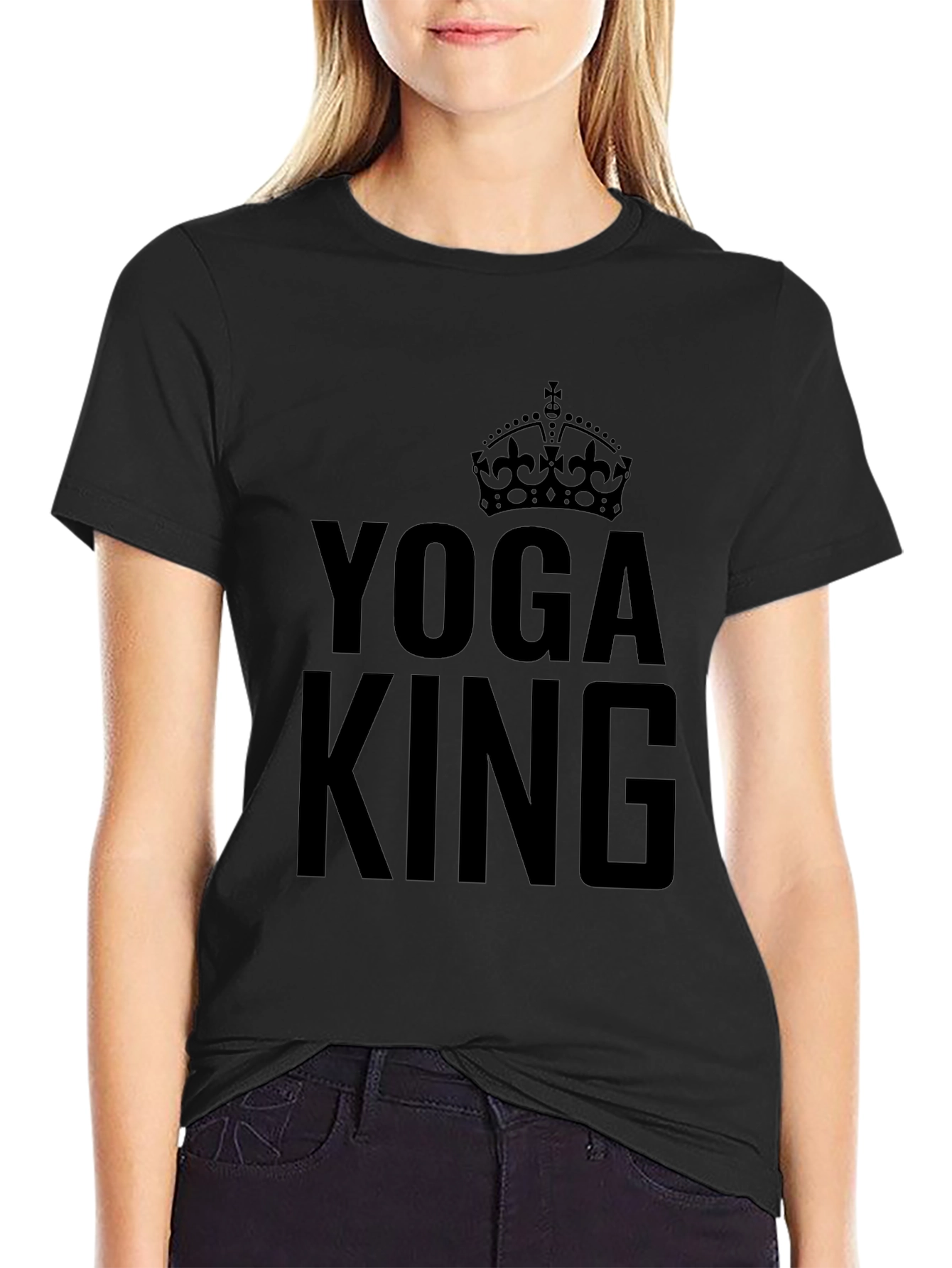 Yoga King Graphic Tee - Black Crew Neck