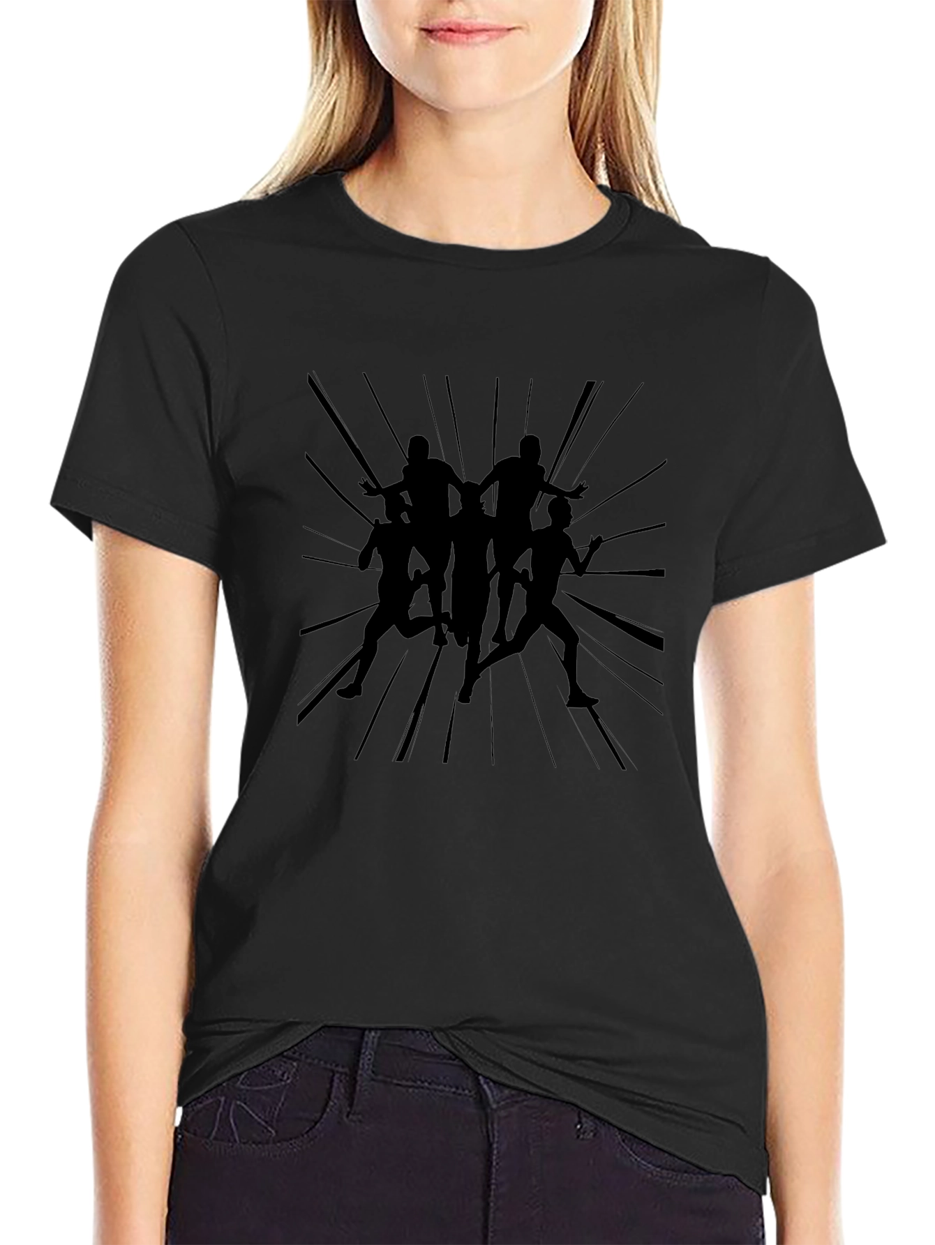 Graphic Tee: Mens Black Runner Silhouette T-Shirt