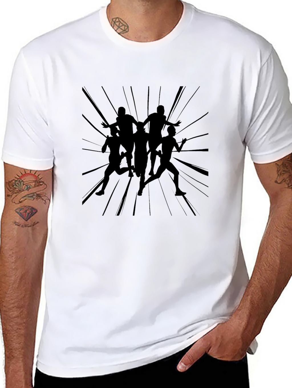 Graphic Tee: Mens Black Runner Silhouette T-Shirt