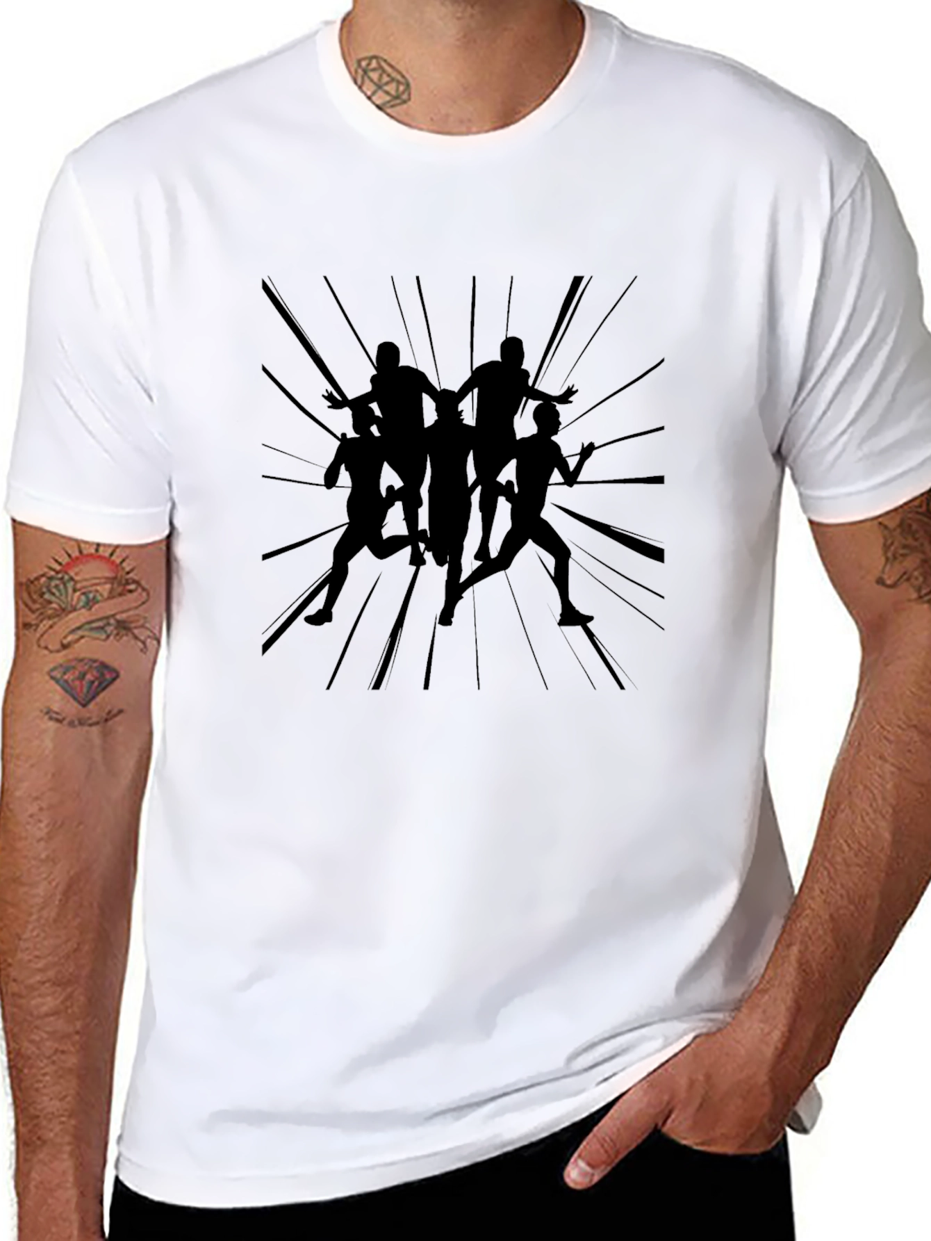 Graphic Tee: Mens Black Runner Silhouette T-Shirt