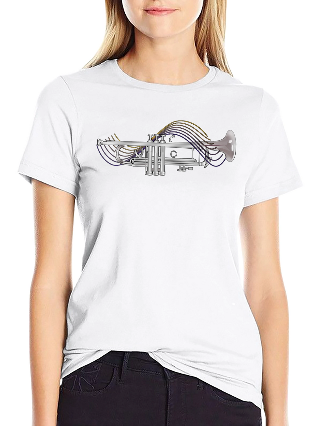 Trumpet Graphic Tee - Music Lovers Black T-Shirt