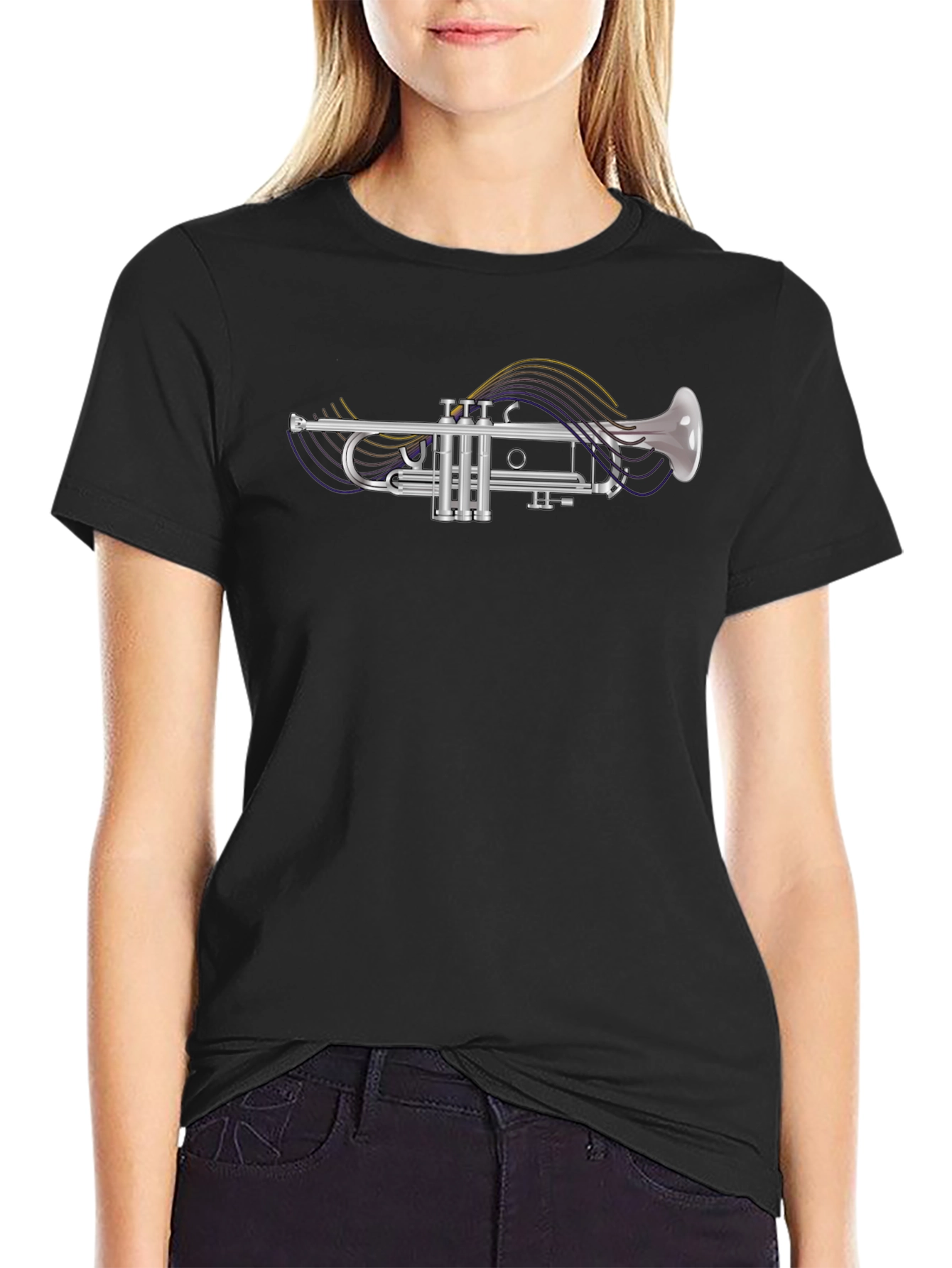 Trumpet Graphic Tee - Music Lovers Black T-Shirt