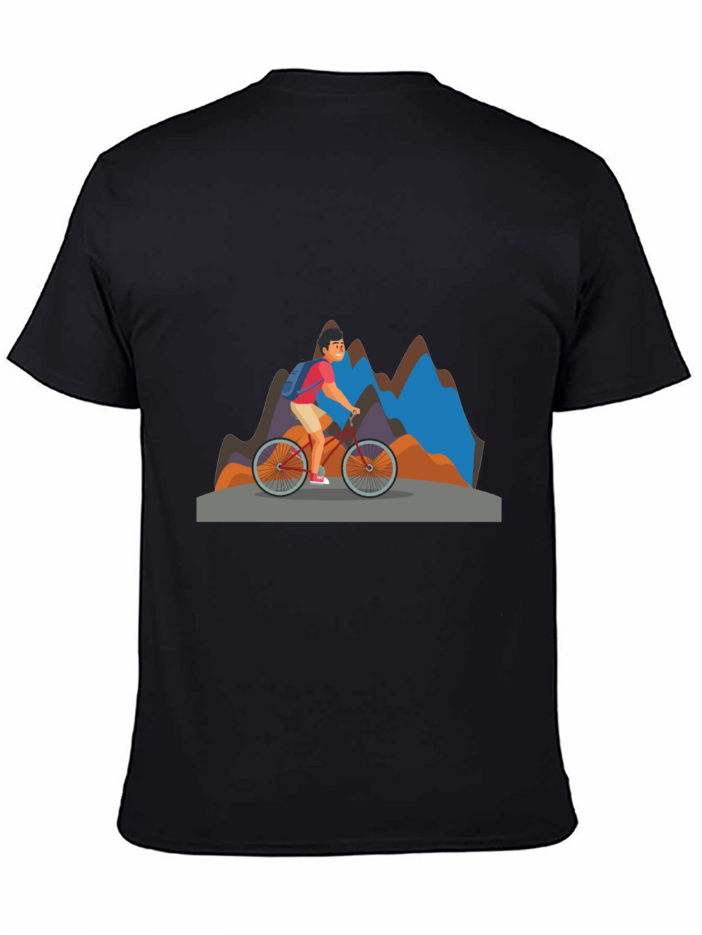 Mountain Biker Graphic Tee - Black Cotton Blend