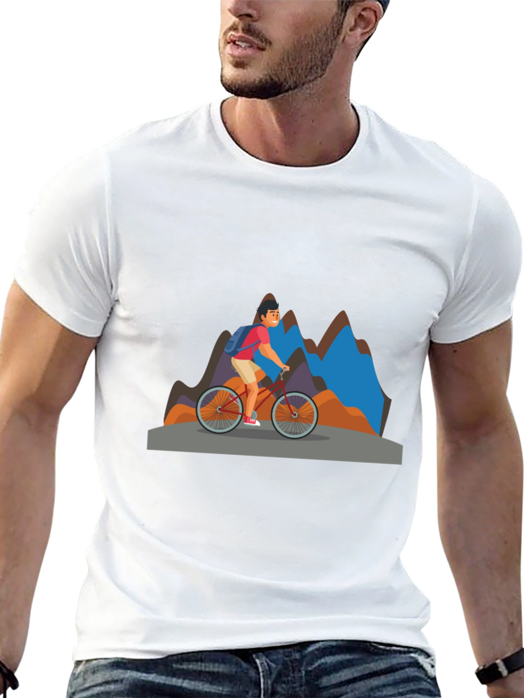 Mountain Biker Graphic Tee - Black Cotton Blend