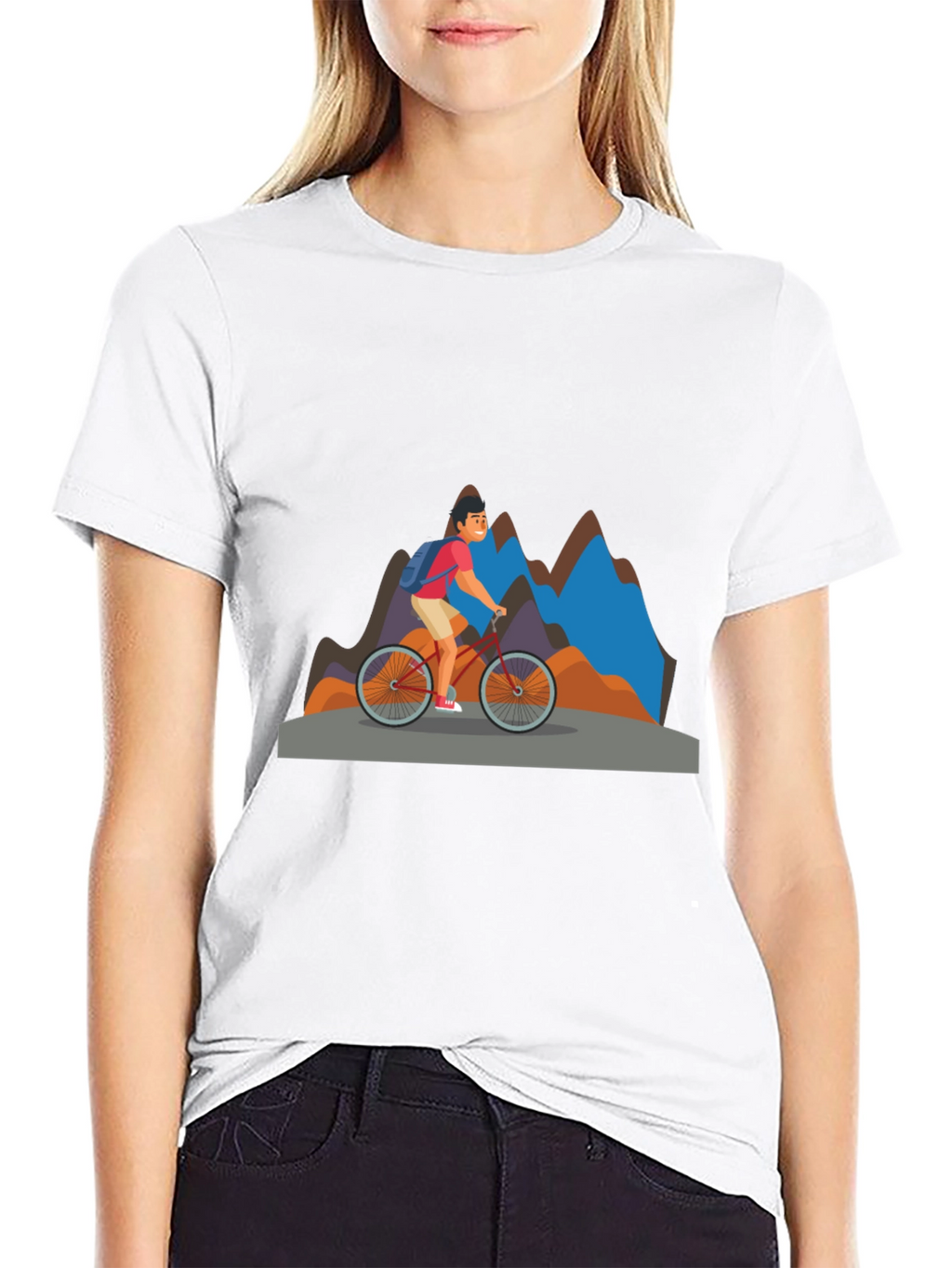Mountain Biker Graphic Tee - Black Cotton Blend