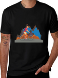 Mountain Biker Graphic Tee - Black Cotton Blend