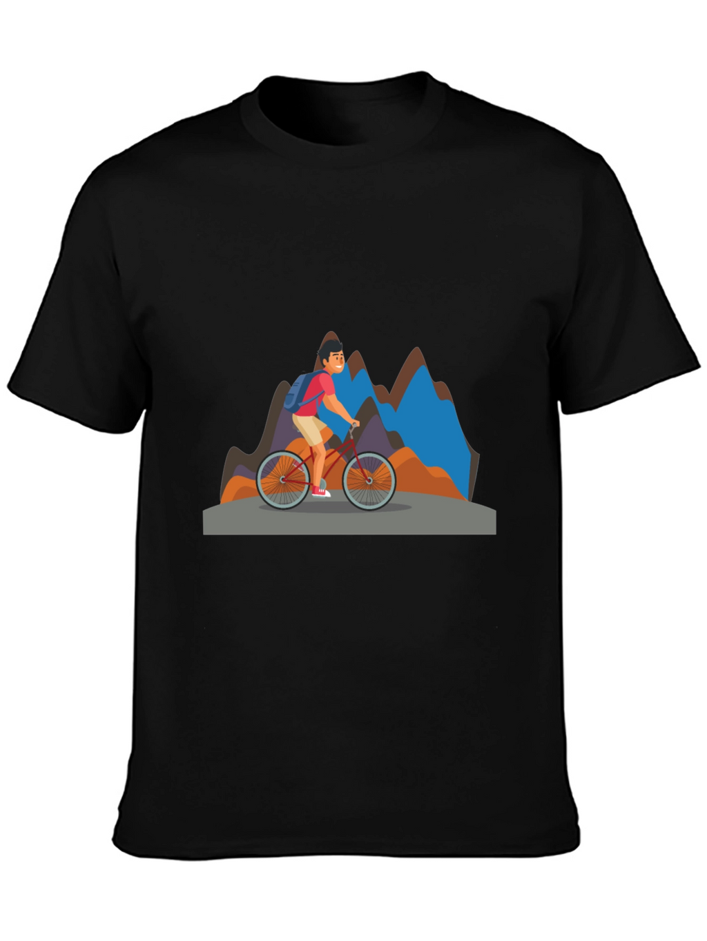 Mountain Biker Graphic Tee - Black Cotton Blend