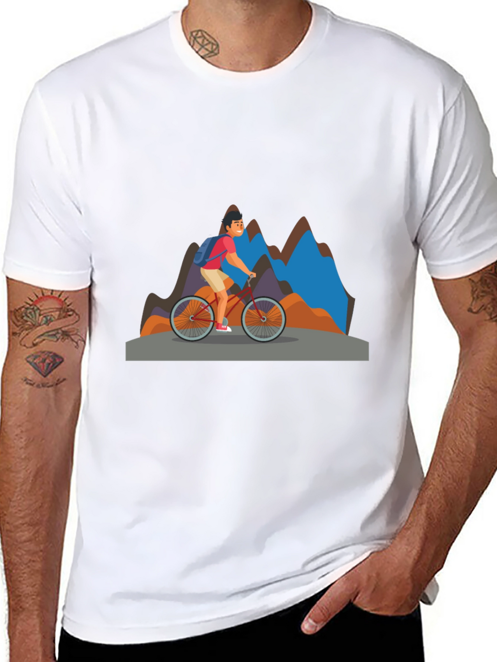 Mountain Biker Graphic Tee - Black Cotton Blend