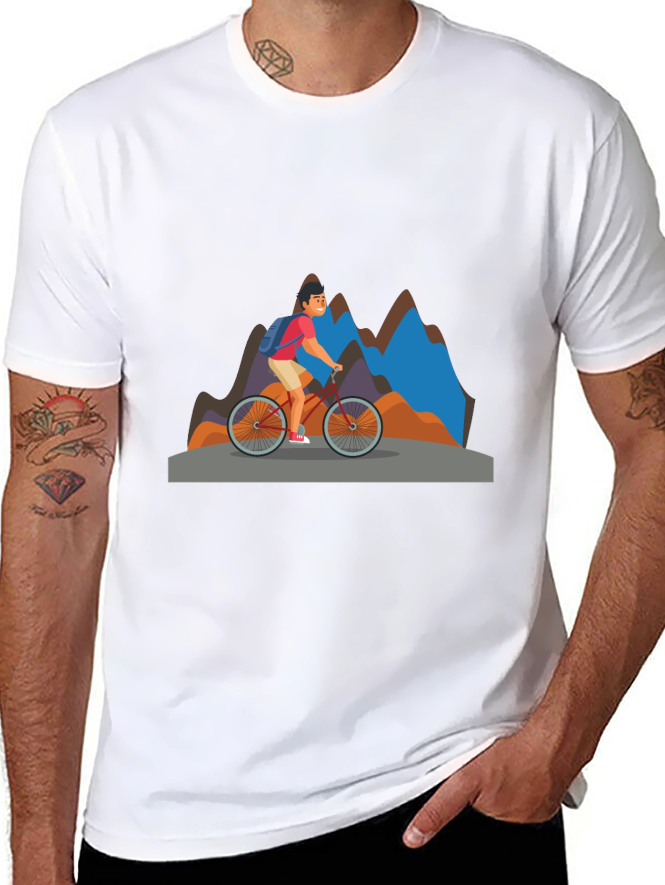 Mountain Biker Graphic Tee - Black Cotton Blend