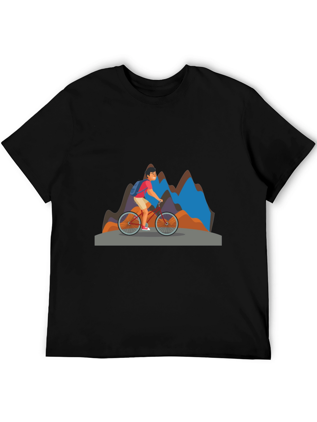 Mountain Biker Graphic Tee - Black Cotton Blend